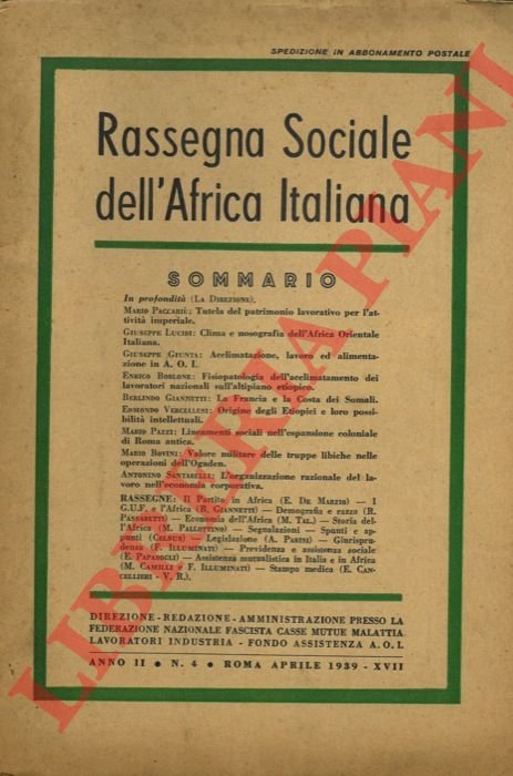 Rassegna sociale dell'Africa Italiana.