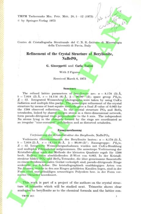 Refinement of the Crystal Structure of Beryllonite, NaBePO4 .