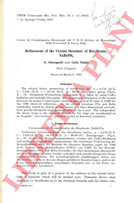 Refinement of the Crystal Structure of Beryllonite, NaBePO4 .