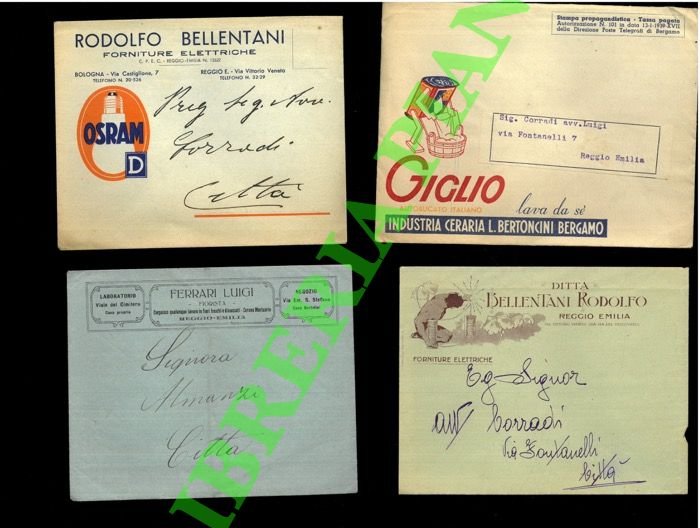 Reggio Emilia. Buste e cartoline commerciali intestate