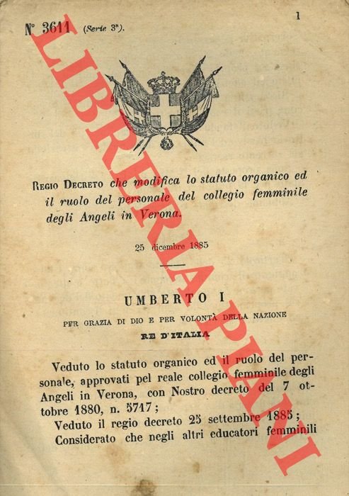 Regio Decreto che modifica lo statuto organico ed il ruolo …
