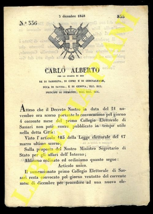 Regio Decreto in merito alla convocazione del Collegio elettorale di …