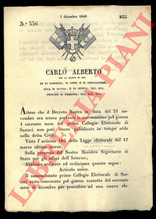 Regio Decreto in merito alla convocazione del Collegio elettorale di …