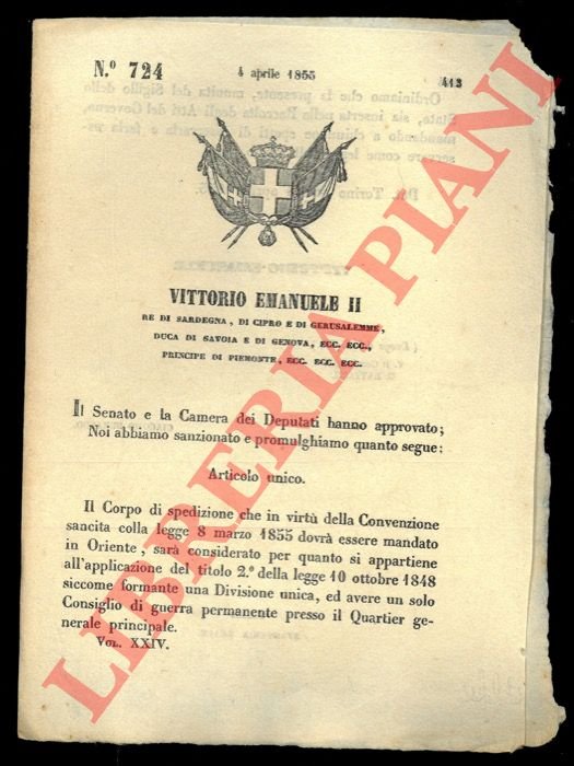 Regio Decreto in merito il corpo di spedizione in partenza …
