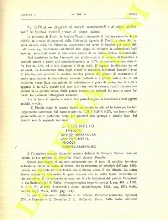 Regione I (Latium et Campania). Latium. Tivoli. Scoperta di avanzi …