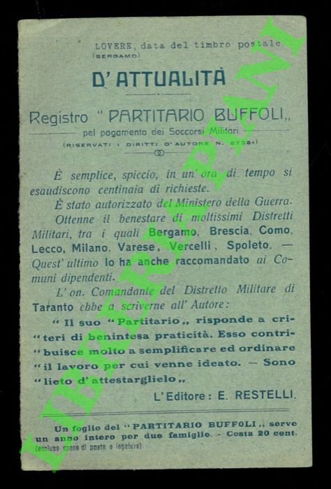 Registro "Partitario Buffoli".