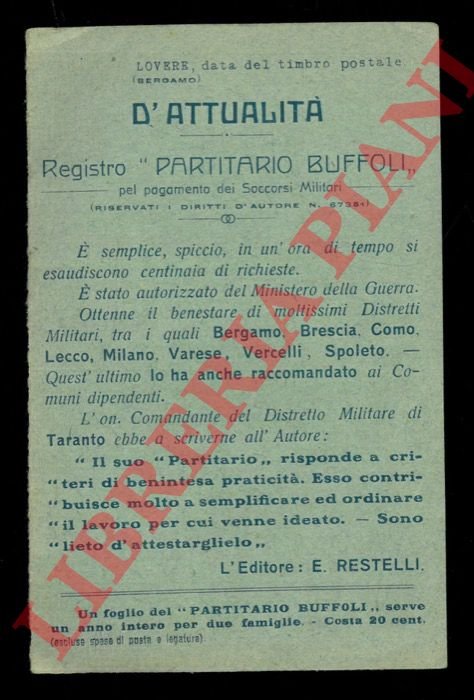 Registro "Partitario Buffoli".