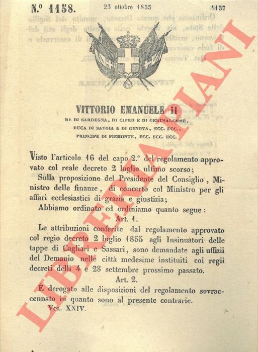 relativo alle attribuzione approvate nel precedente regolamento agli Insinuatori delle …