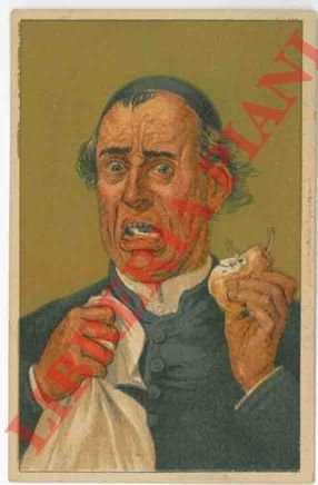 Religioso inorridito per aver morso una pera con bachi.