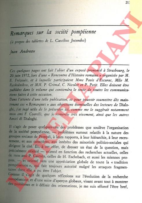 Remarques sur la societé pompeienne (à propos des tablettes de …