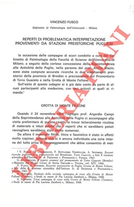 Reperti di problematica interpretazione provenienti da stazioni preistoriche pugliesi.