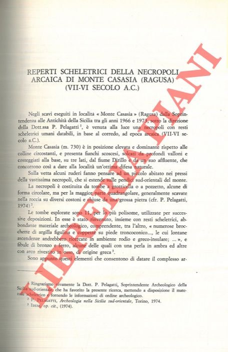 Reperti scheletrici della necropoli arcaica di Monte Casasia (Ragusa) . …
