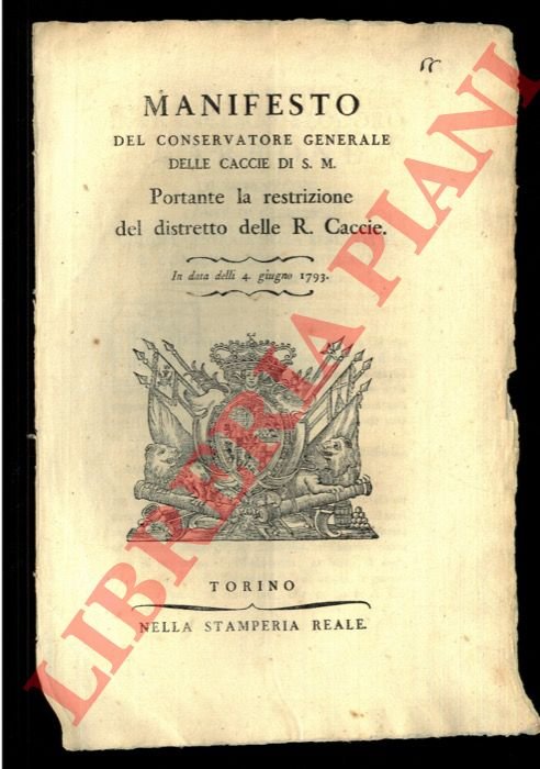 Restrizione del distretto delle R. Caccie.