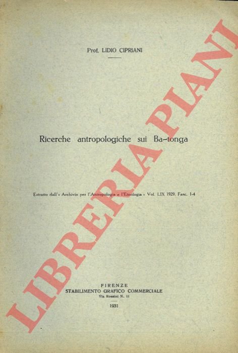 Ricerche antropologiche sui Ba-tonga.