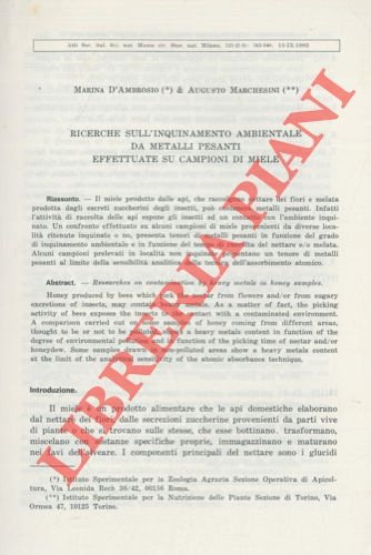 Ricerche sull'inquinamento ambientale da metalli pesanti effettuate su campioni di …