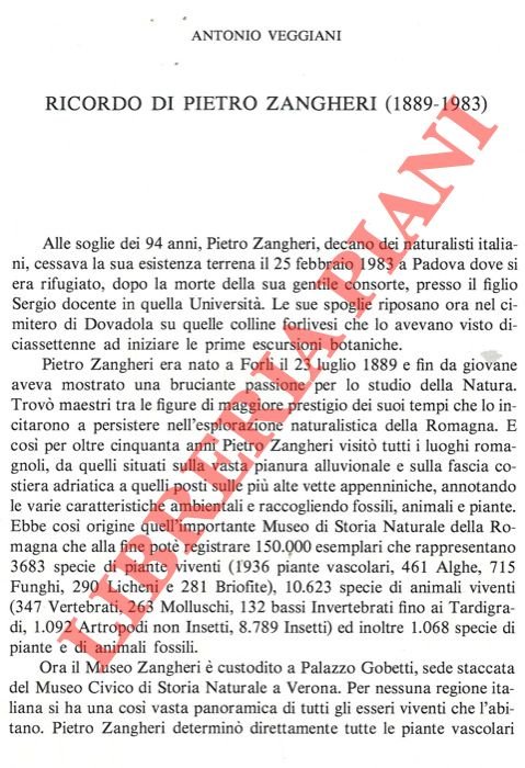 Ricordo di Pietro Zangheri (1889-1983) .