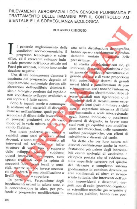 Rilevamenti aerospaziali con sensori pluribanda e trattamento delle immagini per …