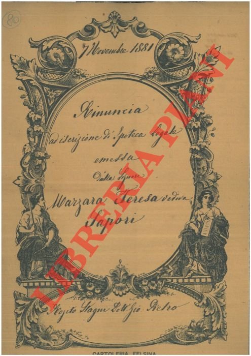 Rinuncia ad iscrizione d'Ipoteca.