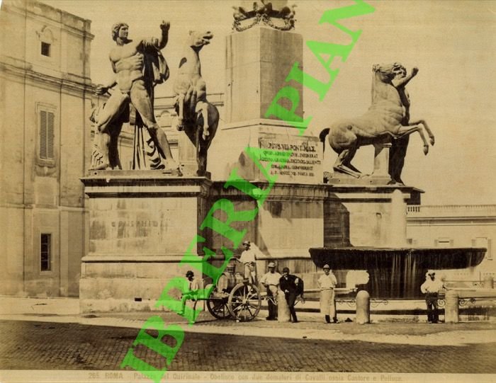 Roma. Obelisco, Palazzo del Quirinale. Cavalli, Castore e Polluce.