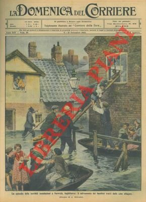 Salvamento dei bambini tratti dalle case allagate, in Inghilterra.