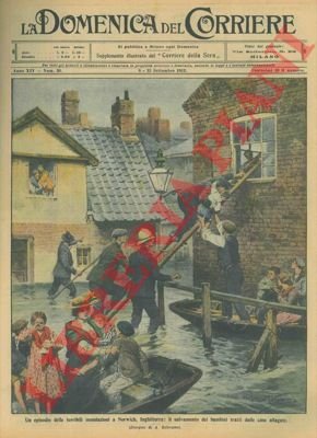 Salvamento dei bambini tratti dalle case allagate, in Inghilterra.