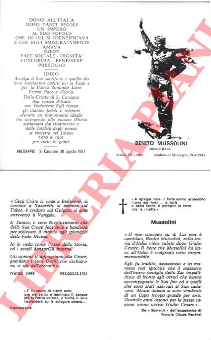 "Santino" mortuario di Mussolini,