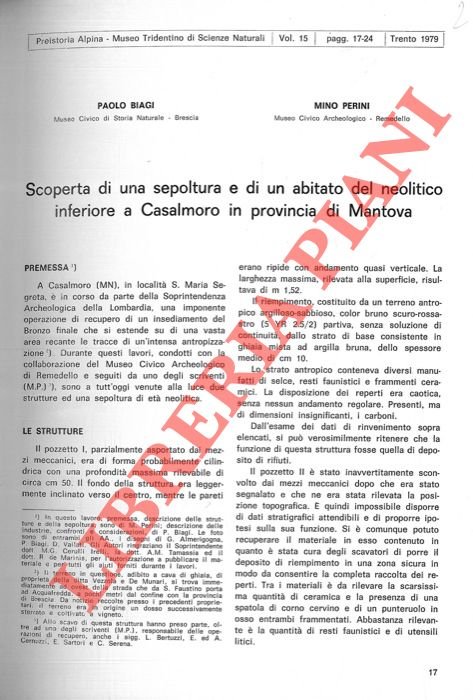 Scoperta di una sepoltura e di un abitato del neolitico …