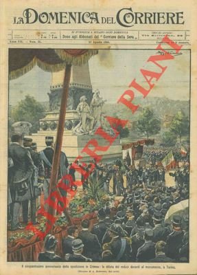 Sfilata dei reduci della Crimea davanti al monumento, a Torino.