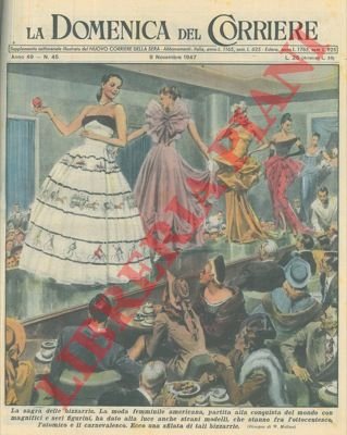 Sfilata di strani modelli femminili che stanno fra l'ottocentesco, l'atomico …