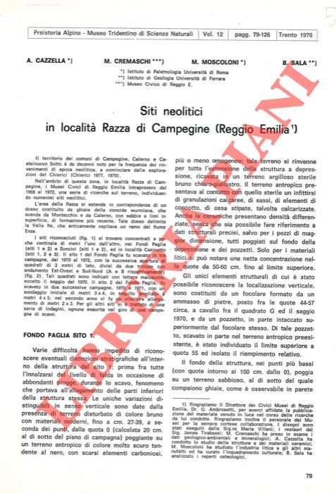 Siti neolitici in località Razza di Campegine (Reggio Emilia) .