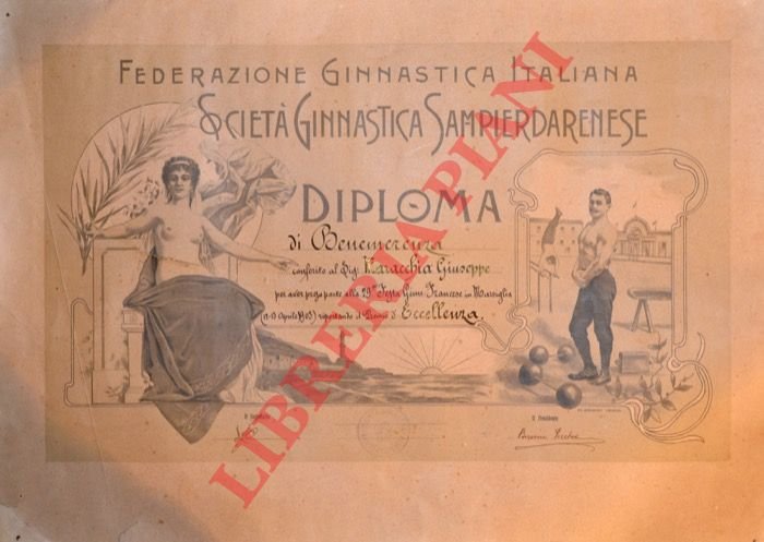 Società Ginnastica Sampierdarenese. Diploma di Benemerenza.