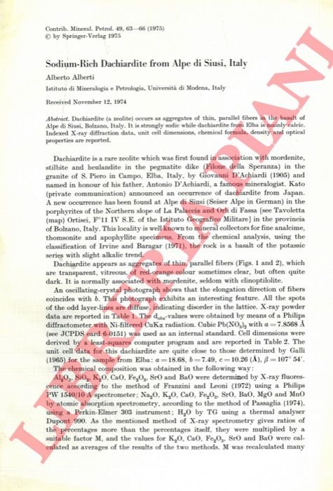 Sodium-Rich Dachiardite from Alpe di Siusi, Italy.
