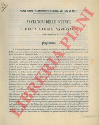Sottoscrizione volontaria per l'acquisto di manoscritti, strumenti e suppellettili scientifiche …