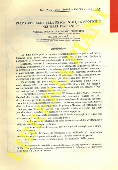 Stato attuale della pesca in acque profonde nei mari italiani.