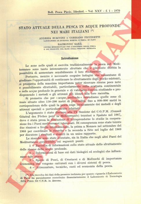 Stato attuale della pesca in acque profonde nei mari italiani.