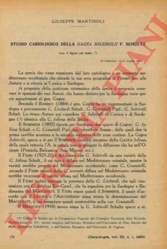 Studio cariologico della Gagea soleirolii F. Schultz.