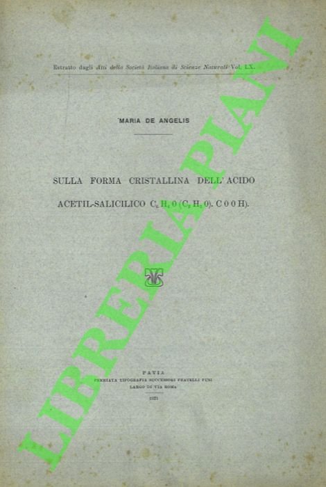 Sulla forma cristallina dell'acdo acetil-salicilico C6H4O(C2H3O).COOH) .