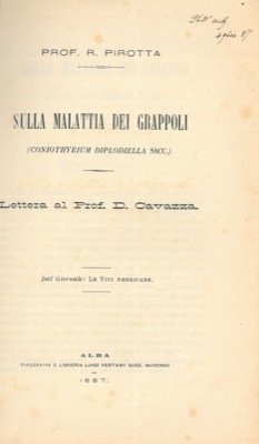 Sulla malattia dei grappoli (Coniothyrium diplodiella sacc. ) . Ancora …