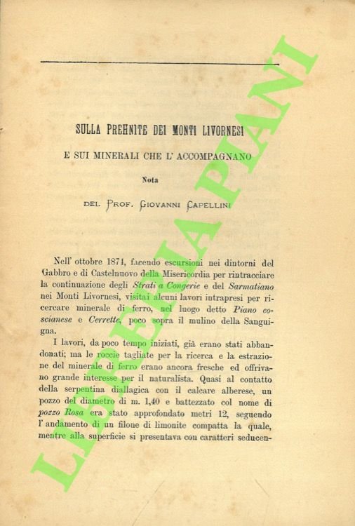 Sulla prehnite dei monti livornesi e sui minerali he l'accompagnano.