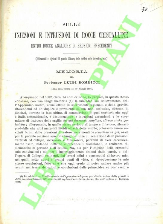 Sulle injezioni e intrusioni di rocce cristalline entro rocce analoghe …