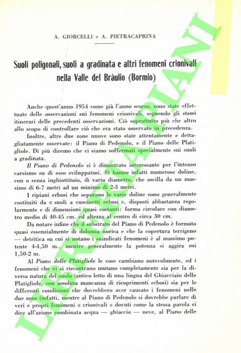 Suoli poligonali, suoli a gradinata e altri fenomeni crionivali nella …