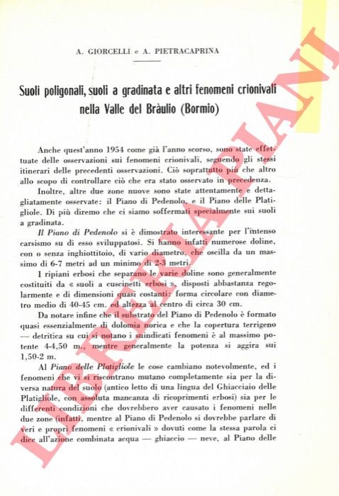 Suoli poligonali, suoli a gradinata e altri fenomeni crionivali nella …