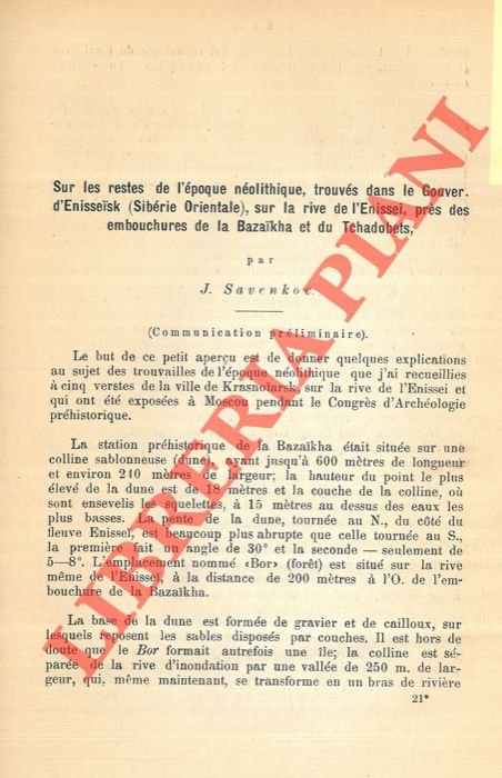 Sur les restes de l'époque néolitique dans le gouv d'Enisseisk.