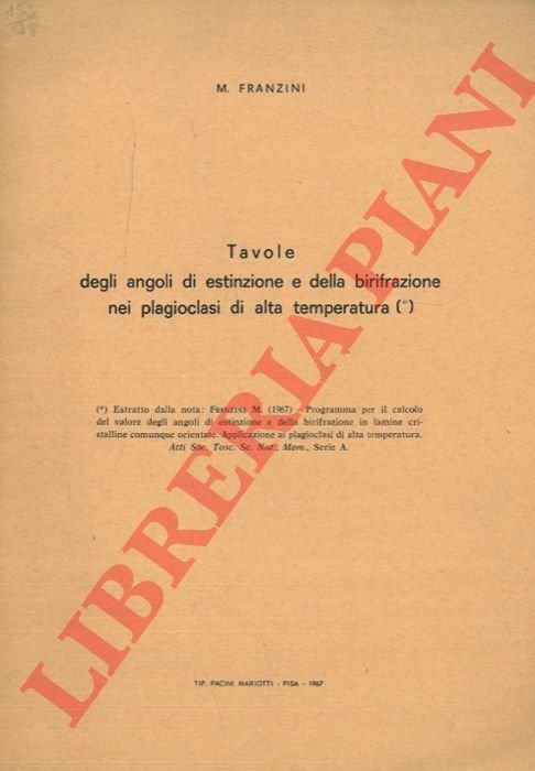 Tavole degli angoli di estinzione e della birifrazione nei plagioclasi …