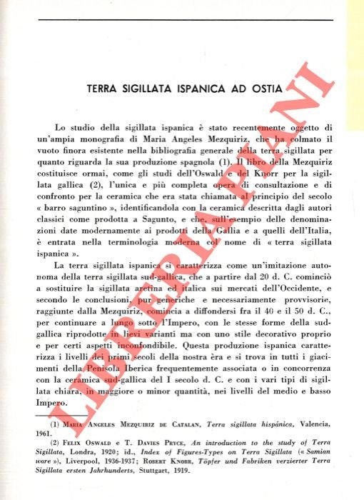 Terra sigillata ispanica ad Ostia.