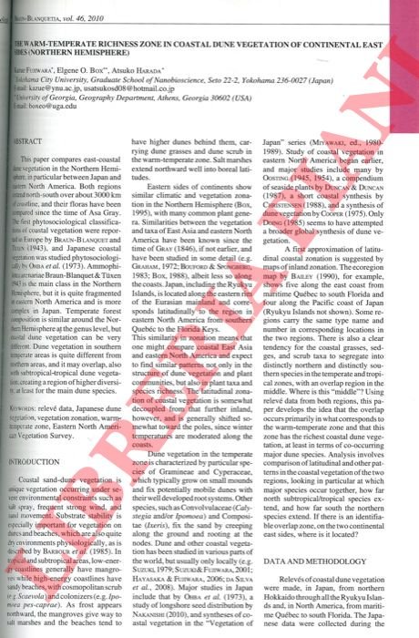 The Worm Temperate Richness Zone in Coastal Dune Vegetation of …