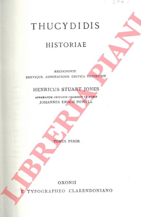Thucydidis. Historiae. Tomus prior. Libri I-IV. Tomus posterior. Libri V-VIII.