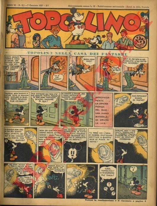Topolino 1937. Disponiamo dei da n° 211 a 235.