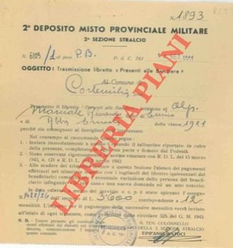 Trasmissione libretto 'Presenti alle Bandiere'.