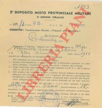 Trasmissione libretto 'Presenti alle Bandiere'.